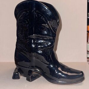 Vintage Frankoma Black Western Boot planter. Ada clay Collectible by John Frank